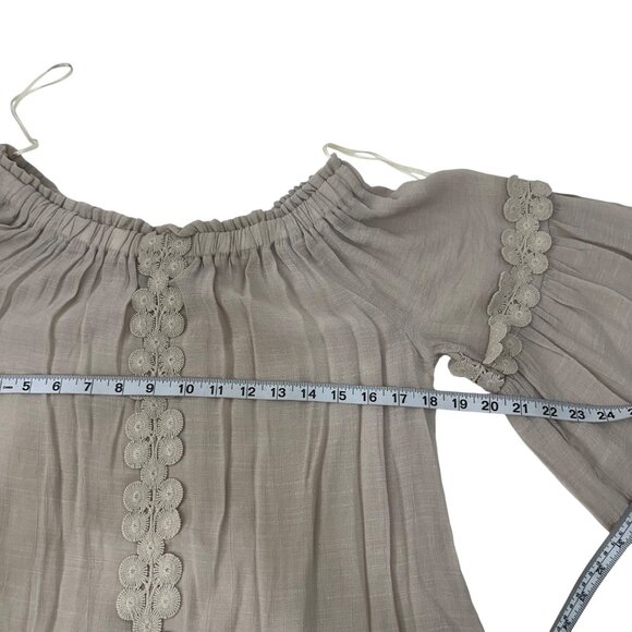 Melissa Paige Women Off-The-Shoulder Blouse Crochet Details SZ S Flared Sleeve - Picture 5 of 13